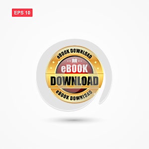 Download ebook badge with red and gold color