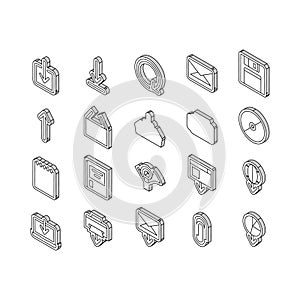 download file computer data isometric icons set vector