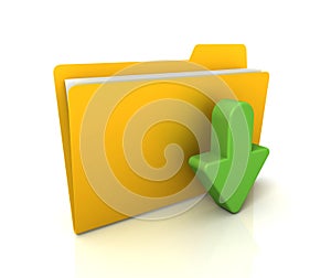 Download file or folder icon concept 3d illustration