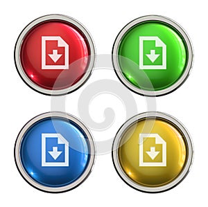 Download file icon glass button photo