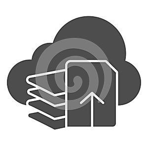 Download files solid icon. Document download vector illustration isolated on white. List and cloud glyph style design