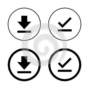 Download and finish icon vector. Downloaded and completed sign symbol