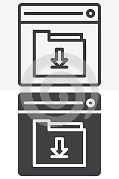 Download folder document line solid different style vector icon set