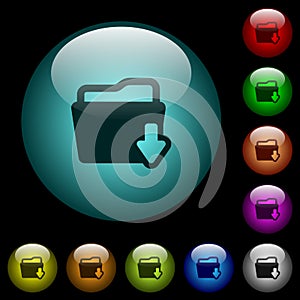 Download folder icons in color illuminated glass buttons