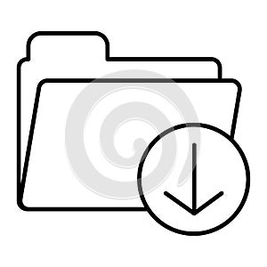 Download folder thin line icon. Storage vector illustration isolated on white. Document outline style design, designed