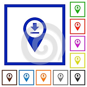 Download GPS map location flat framed icons