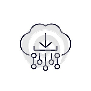 Download icon with a cloud, line vector