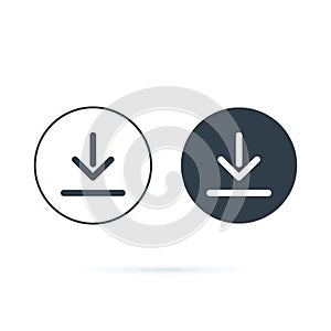 Download icon. Downloading vector icon. Save to computer symbol, Solid and line icons set for upload option. Arrow down photo