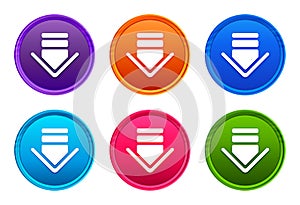 Download icon luxury bright round button set 6 color vector