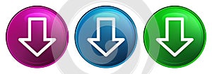 Download icon magic glass design round button set illustration
