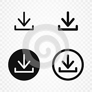 Download icon. Set of download icon and pictogram isolated on transparent background. Download linear icon. Vector