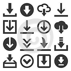 Download Icon Set on White Background. Vector