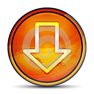 Download icon shiny bright orange round button illustration