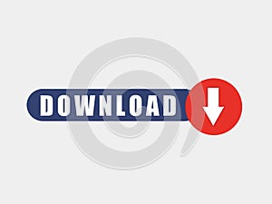 download illustration for websites with red sign of download on white background