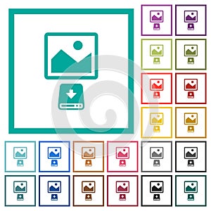 Download image to hard disk flat color icons with quadrant frames