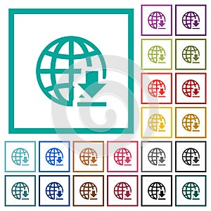 Download from internet flat color icons with quadrant frames