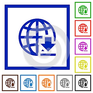 Download from the internet framed flat icons