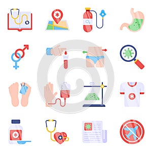 Pack of Medical Tools Flat Icons