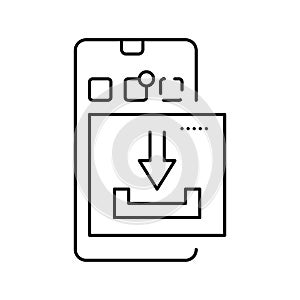 download mobile phone app ugc line icon vector illustration