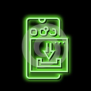 download mobile phone app ugc neon glow icon illustration