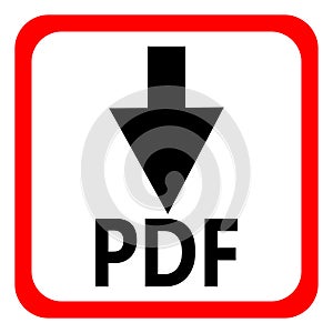 Download pdf file button isolated on white background. Vector illustration.