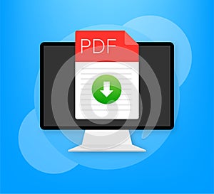 Download PDF file icon. Spreadsheet document type. Vector PDF icon.