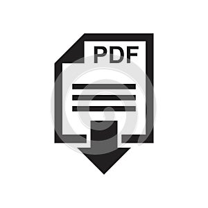 Download pdf icon template black color editable. Download Pdf icon symbol Flat vector sign isolated on white background. Simple