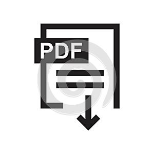 Download pdf icon template black color editable. Download Pdf icon symbol Flat vector sign isolated on white background. Simple