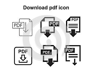 Download pdf icon template black color editable. Download Pdf icon symbol Flat vector sign isolated on white background. Simple