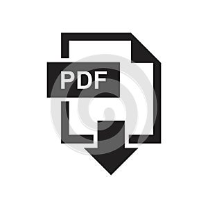 Download pdf icon template black color editable. Download Pdf icon symbol Flat vector sign isolated on white background. Simple