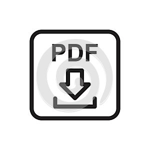 Download pdf icon template black color editable. Download Pdf icon symbol Flat vector sign isolated on white background. Simple