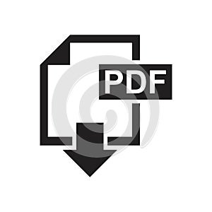 Download pdf icon template black color editable. Download Pdf icon symbol Flat vector sign isolated on white background. Simple