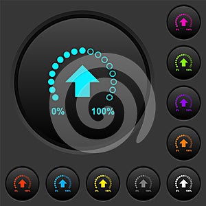 Download in progress dark push buttons with color icons