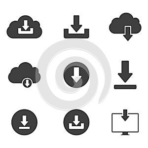 Download or save sign icon set with cloud.