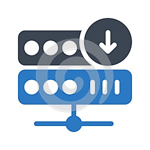 Download server glyph color flat vector icon