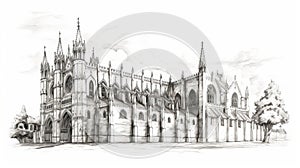 Download A Stunning Renaissance Cathedral Pencil Sketch