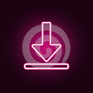 download symbol neon icon. Elements of web set. Simple icon for websites, web design, mobile app, info graphics