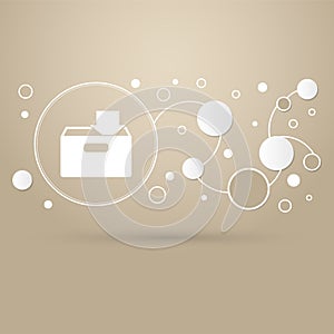Download to hdd icon on a brown background with elegant style and modern design infographic.
