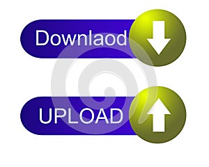 Download and Upload blue and yellow button