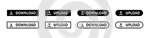 Download, upload button icon. Download, upload web app button. Web button icons