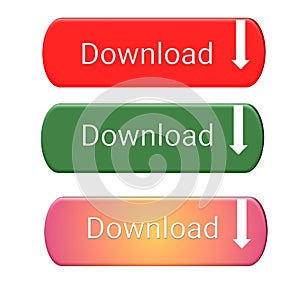 download and upload buttons various color white background 3d