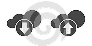 Download upload cloud storage icon pictogram vector simple glyph symbol graphic, load arrow digital service technology image