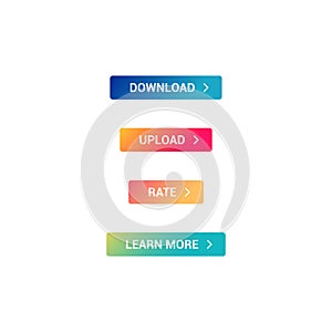 Download, Upload, Rate & Learn More Web Button Set