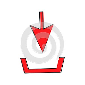 Download vector icon, install symbol cartoon style on white isolated background