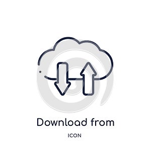 download from virtual cloud icon from virtual cloud icon from technology outline collection. Thin line download from virtual cloud