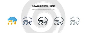 Downloaded music cloud icon in different style vector illustration. two colored and black downloaded music cloud vector icons photo