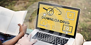 Downloading Computer Storage Cloud Technology Concept