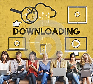 Downloading Computer Storage Cloud Technology Concept