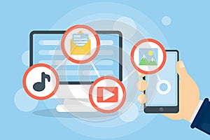 Downloading files concept.