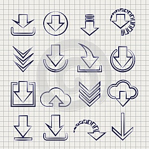 Downloading icons set on notebook background